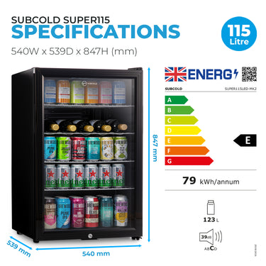 Subcold Super 115 LED Beer Fridge - Black | Refurbished